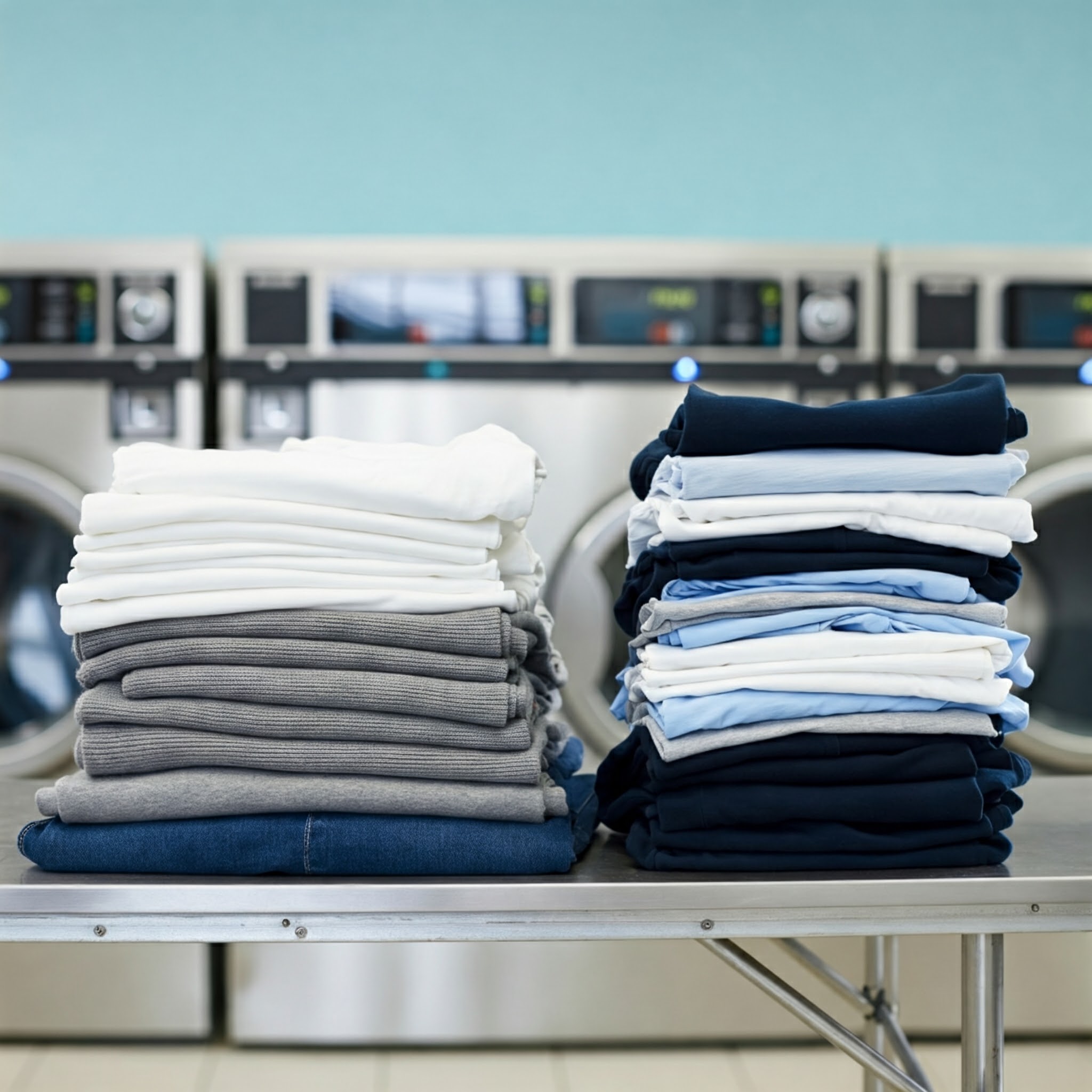 Blue Laundry On Folding Table