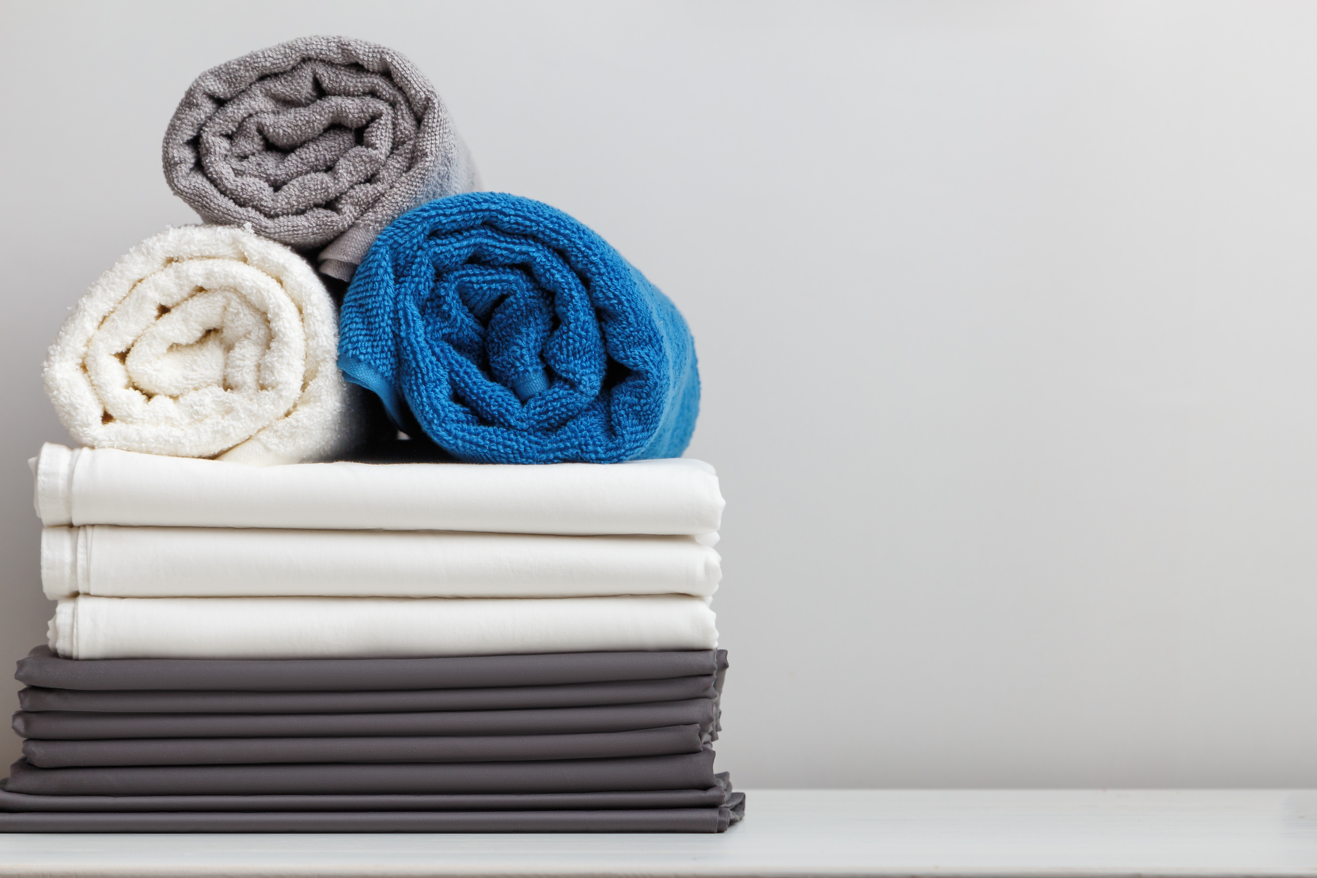 Folded Towels Blue And Grey
